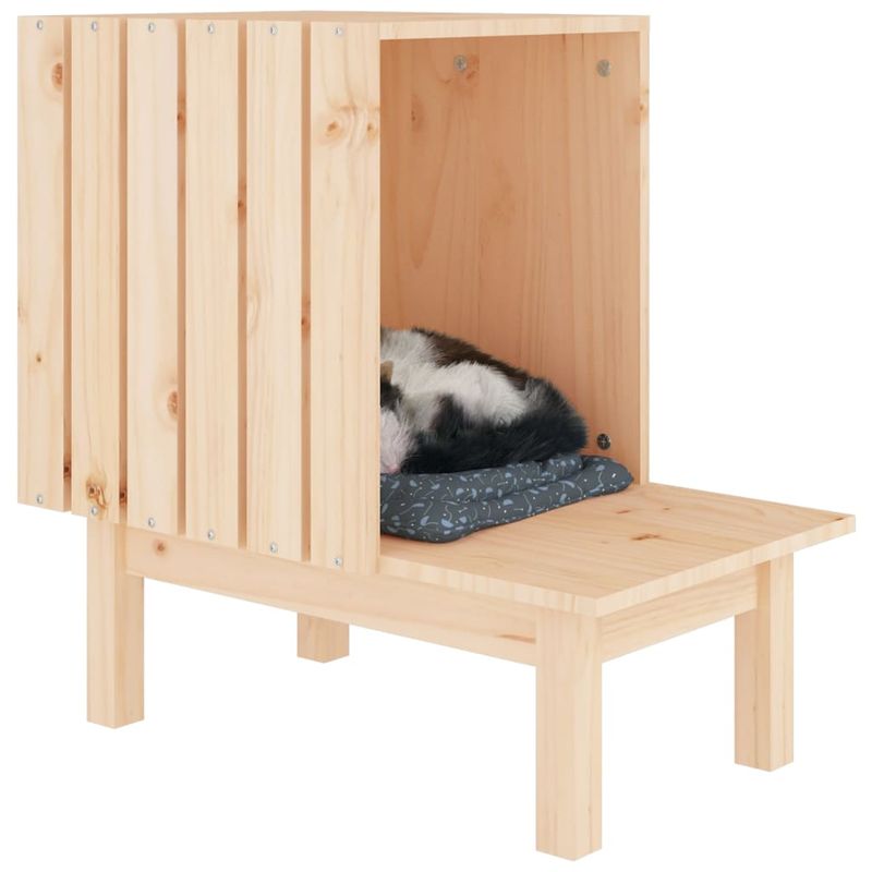 Petshop - Accesorii petshop - Culcusuri si custi - Custi interior si exterior - Casa pentru pisici, 60x36x60 cm, lemn masiv de pin, natural - Infinity.ro