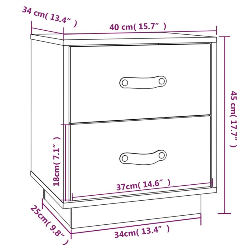 Casa si Gradina - Mobilier - Comode si corpuri - Noptiere - Noptiera, gri, 40x34x45 cm, lemn masiv de pin - Infinity.ro