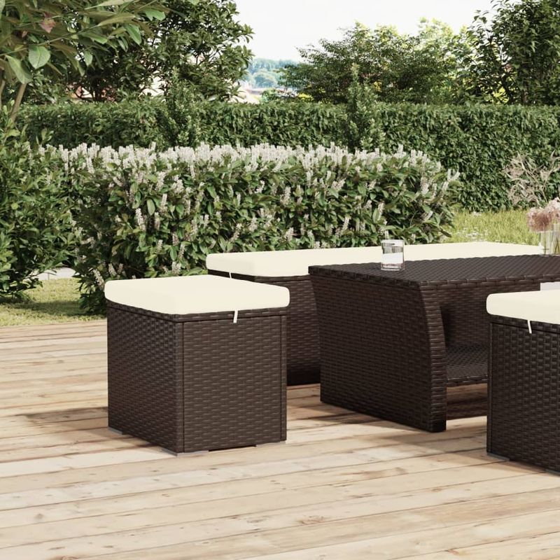 Casa si Gradina - Mobilier - Scaune si fotolii - Tabureti - Taburet cu perna, maro, 40x30x40 cm, poliratan - Infinity.ro
