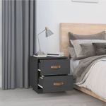 Casa si Gradina - Mobilier - Comode si corpuri - Noptiere - Noptiera, gri, 40x34x45 cm, lemn masiv de pin - Infinity.ro