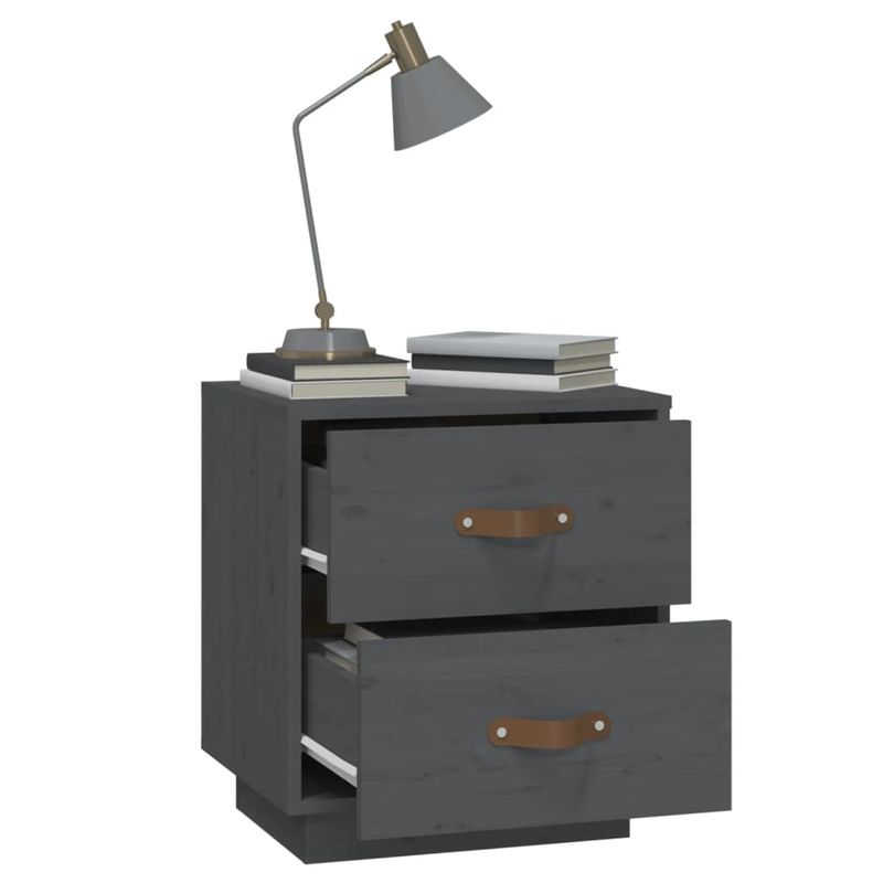 Casa si Gradina - Mobilier - Comode si corpuri - Noptiere - Noptiera, gri, 40x34x45 cm, lemn masiv de pin - Infinity.ro