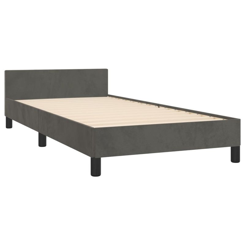 Casa si Gradina - Mobilier - Paturi si accesorii - Paturi - Cadru de pat cu tablie, gri inchis, 90x200 cm, catifea - Infinity.ro