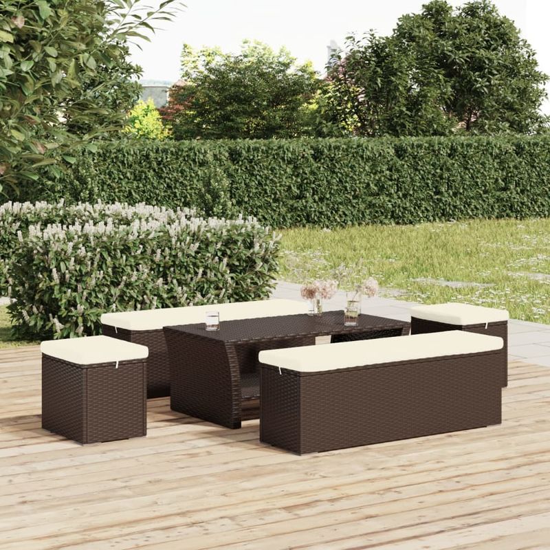 Casa si Gradina - Mobilier - Scaune si fotolii - Tabureti - Taburet cu perna, maro, 40x30x40 cm, poliratan - Infinity.ro