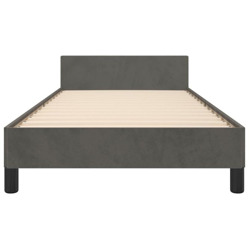 Casa si Gradina - Mobilier - Paturi si accesorii - Paturi - Cadru de pat cu tablie, gri inchis, 90x200 cm, catifea - Infinity.ro