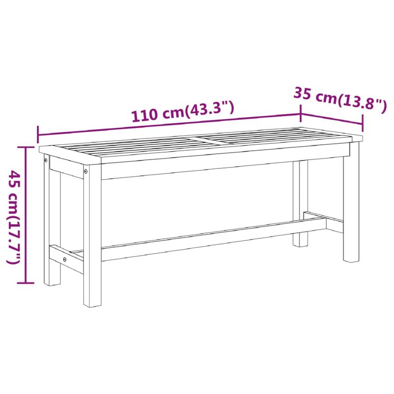 Casa si Gradina - Gradina si terasa - Mobilier exterior - Bancute de gradina - Banca de gradina , 110x35x45 cm, lemn masiv de acacia - Infinity.ro