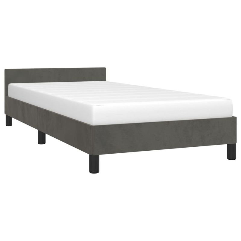 Casa si Gradina - Mobilier - Paturi si accesorii - Paturi - Cadru de pat cu tablie, gri inchis, 90x200 cm, catifea - Infinity.ro