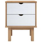 Casa si Gradina - Mobilier - Comode si corpuri - Noptiere - Dulap noptiera "OTTA", maro/alb, 45x39x57 cm, lemn masiv pin - Infinity.ro