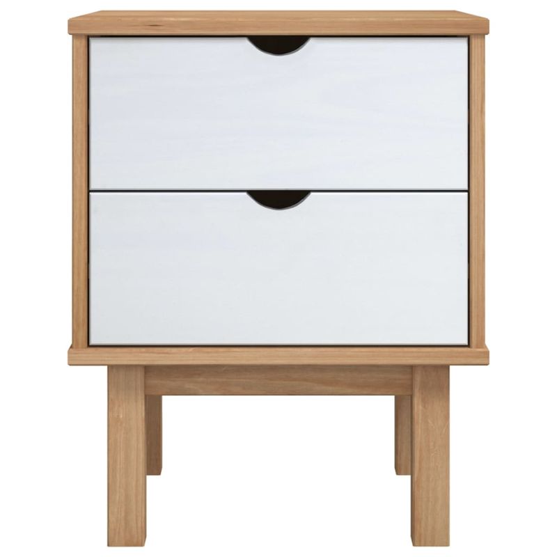 Casa si Gradina - Mobilier - Comode si corpuri - Noptiere - Dulap noptiera "OTTA", maro/alb, 45x39x57 cm, lemn masiv pin - Infinity.ro
