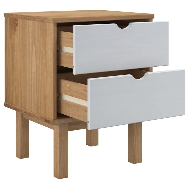 Casa si Gradina - Mobilier - Comode si corpuri - Noptiere - Dulap noptiera "OTTA", maro/alb, 45x39x57 cm, lemn masiv pin - Infinity.ro