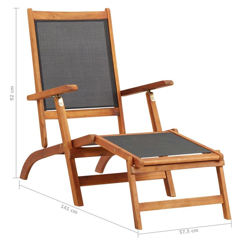 Casa si Gradina - Gradina si terasa - Mobilier exterior - Scaune si sezlonguri gradina - Scaun sezlong de exterior, lemn masiv de acacia și textilena, model fotoliu - Infinity.ro