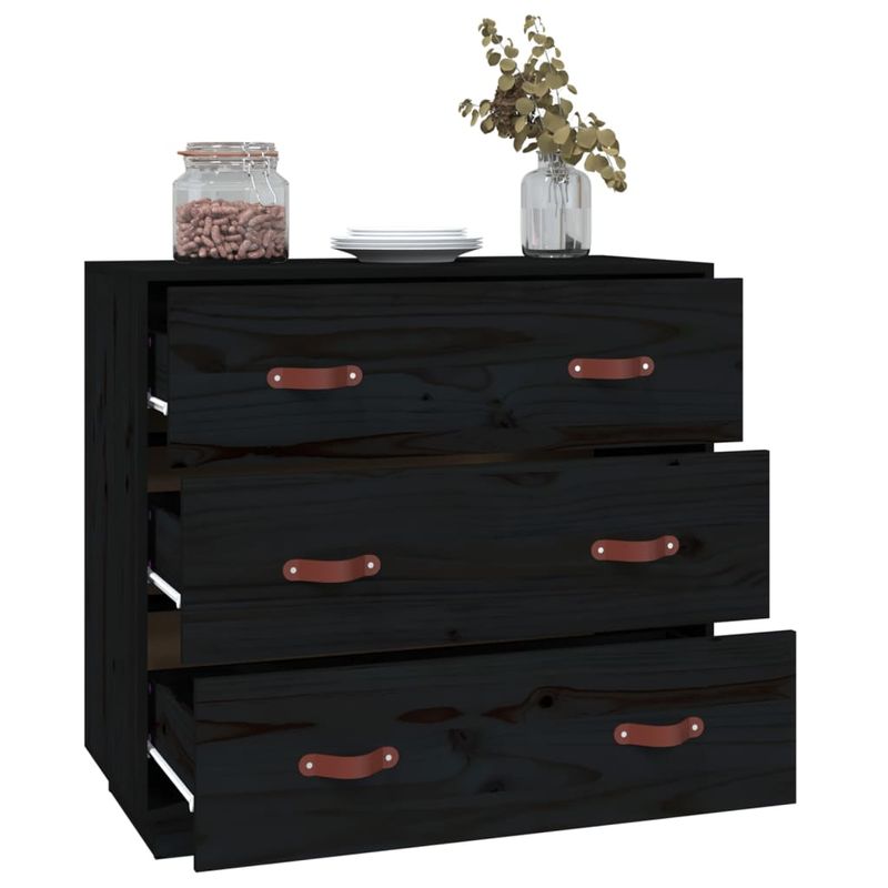 Casa si Gradina - Mobilier - Comode si corpuri - Comode - Servanta, negru, 80x40x75 cm, lemn masiv de pin - Infinity.ro