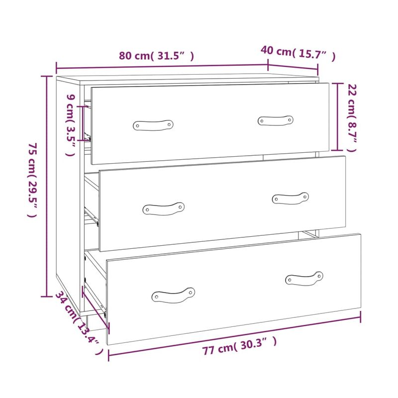 Casa si Gradina - Mobilier - Comode si corpuri - Comode - Servanta, negru, 80x40x75 cm, lemn masiv de pin - Infinity.ro