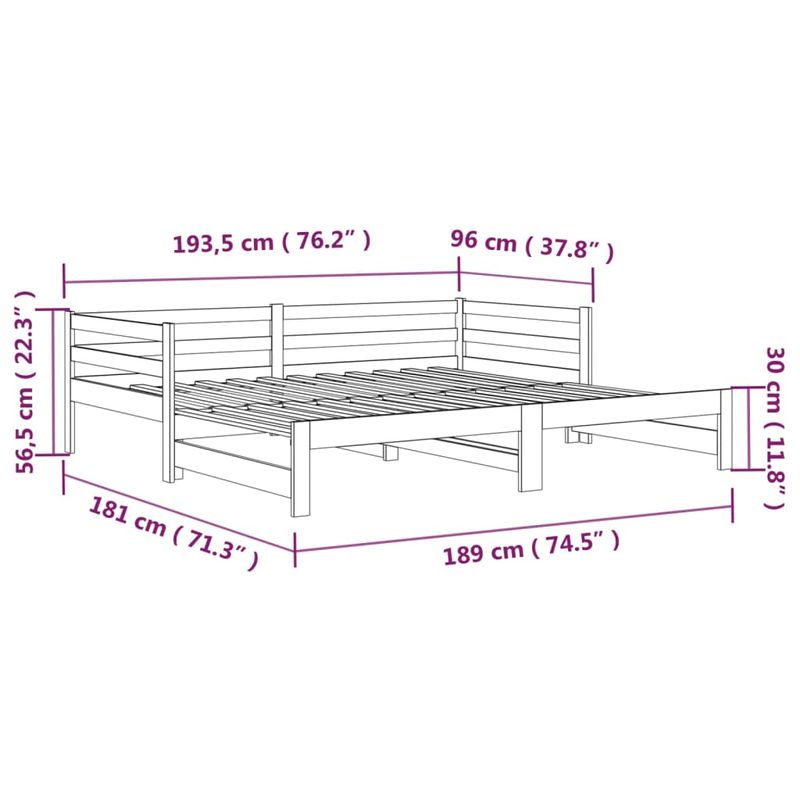Casa si Gradina - Mobilier - Paturi si accesorii - Paturi - Pat de zi extensibil, 2x(90x190) cm, lemn masiv de pin - Infinity.ro