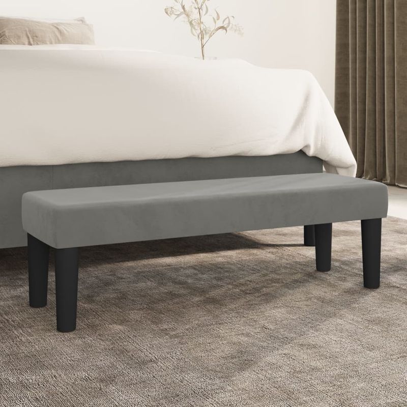 Casa si Gradina/Mobilier/Organizare si depozitare/Bancute - Banca, gri deschis, 100x30x30 cm, catifea - Infinity.ro