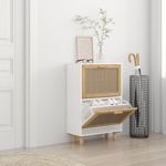 Casa si Gradina - Mobilier - Organizare si depozitare - Organizator incaltaminte - Pantofar, alb, 52x25x80 cm, lemn prelucrat si ratan natural - Infinity.ro