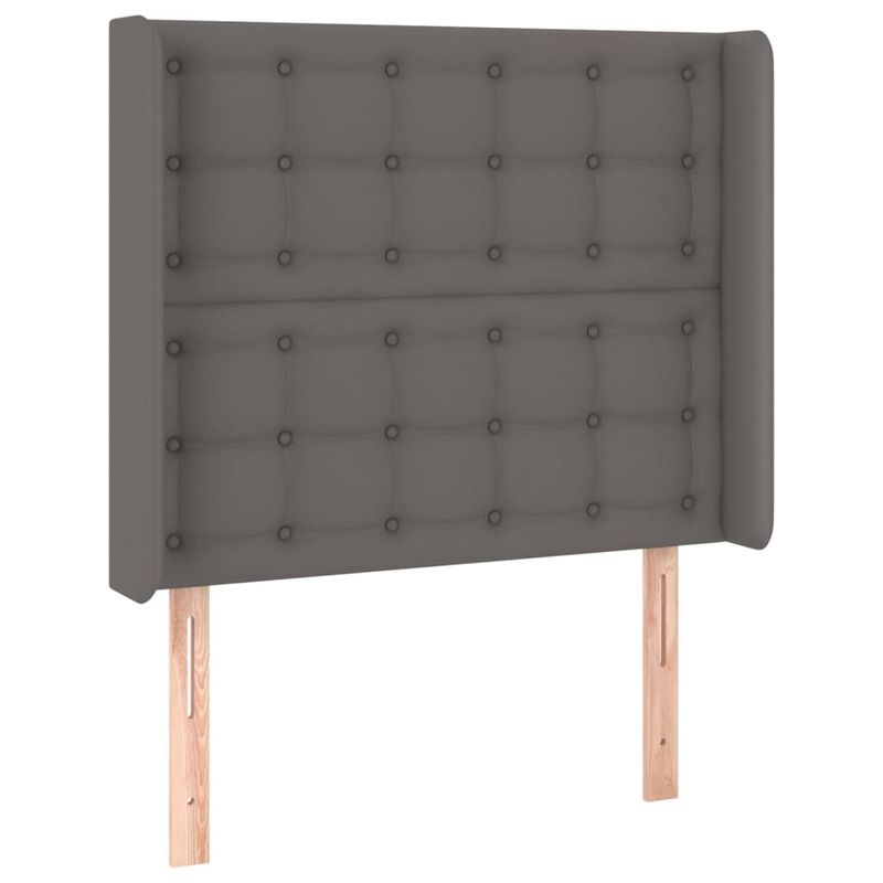 Casa si Gradina - Mobilier - Paturi si accesorii - Accesorii paturi - Tablie de pat cu aripioare gri 103x16x118/128 cm piele eco - Infinity.ro