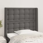 Casa si Gradina - Mobilier - Paturi si accesorii - Accesorii paturi - Tablie de pat cu aripioare gri 103x16x118/128 cm piele eco - Infinity.ro