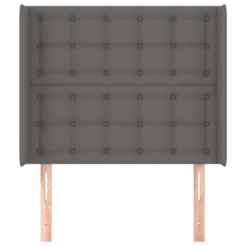 Casa si Gradina - Mobilier - Paturi si accesorii - Accesorii paturi - Tablie de pat cu aripioare gri 103x16x118/128 cm piele eco - Infinity.ro