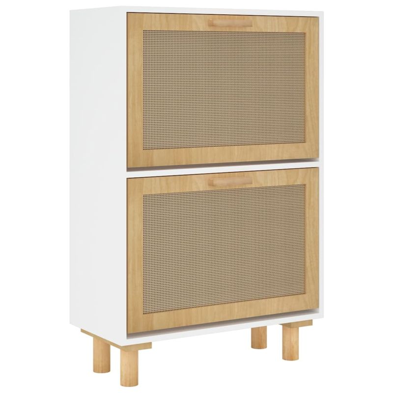 Casa si Gradina - Mobilier - Organizare si depozitare - Organizator incaltaminte - Pantofar, alb, 52x25x80 cm, lemn prelucrat si ratan natural - Infinity.ro