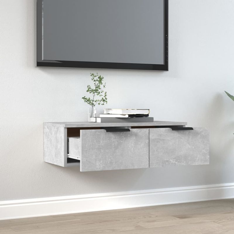 Casa si Gradina - Mobilier - Biblioteci si rafturi - Rafturi - Dulap de perete, gri beton, 68x30x20 cm, lemn compozit - Infinity.ro
