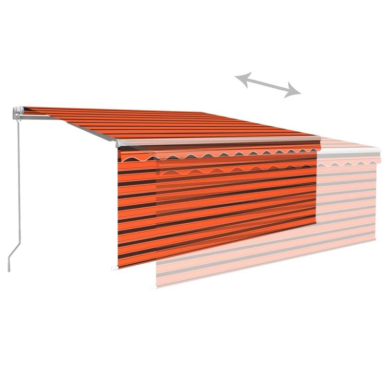 Casa si Gradina - Gradina si terasa - Umbrele si pavilioane - Umbrele - Copertina retractabila manual cu stor&LED , portocaliu&maro, 3,5x2,5 m - Infinity.ro