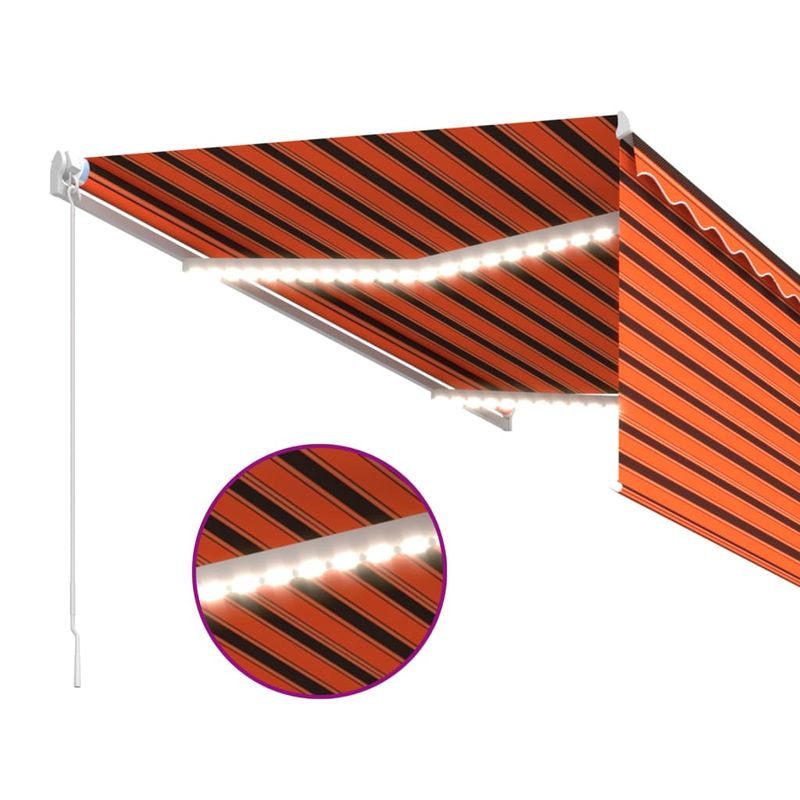 Casa si Gradina - Gradina si terasa - Umbrele si pavilioane - Umbrele - Copertina retractabila manual cu stor&LED , portocaliu&maro, 3,5x2,5 m - Infinity.ro