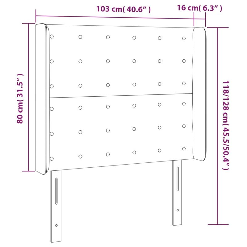 Casa si Gradina - Mobilier - Paturi si accesorii - Accesorii paturi - Tablie de pat cu aripioare gri 103x16x118/128 cm piele eco - Infinity.ro
