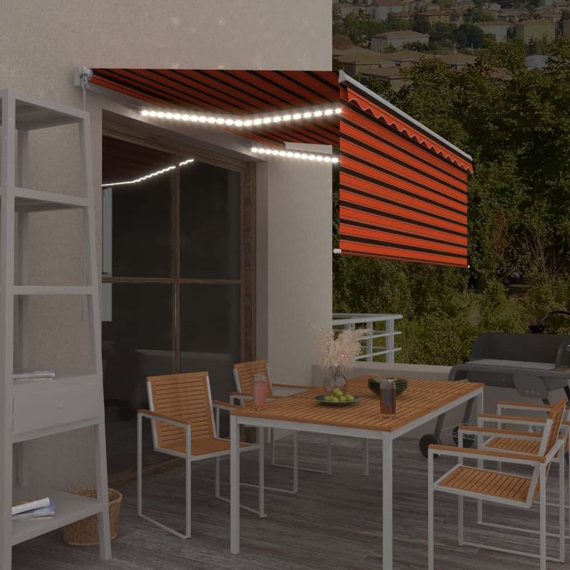 Casa si Gradina - Gradina si terasa - Umbrele si pavilioane - Umbrele - Copertina retractabila manual cu stor&LED , portocaliu&maro, 3,5x2,5 m - Infinity.ro
