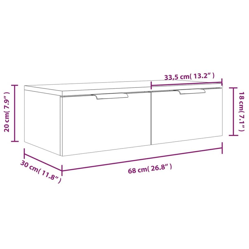 Casa si Gradina - Mobilier - Biblioteci si rafturi - Rafturi - Dulap de perete, gri beton, 68x30x20 cm, lemn compozit - Infinity.ro