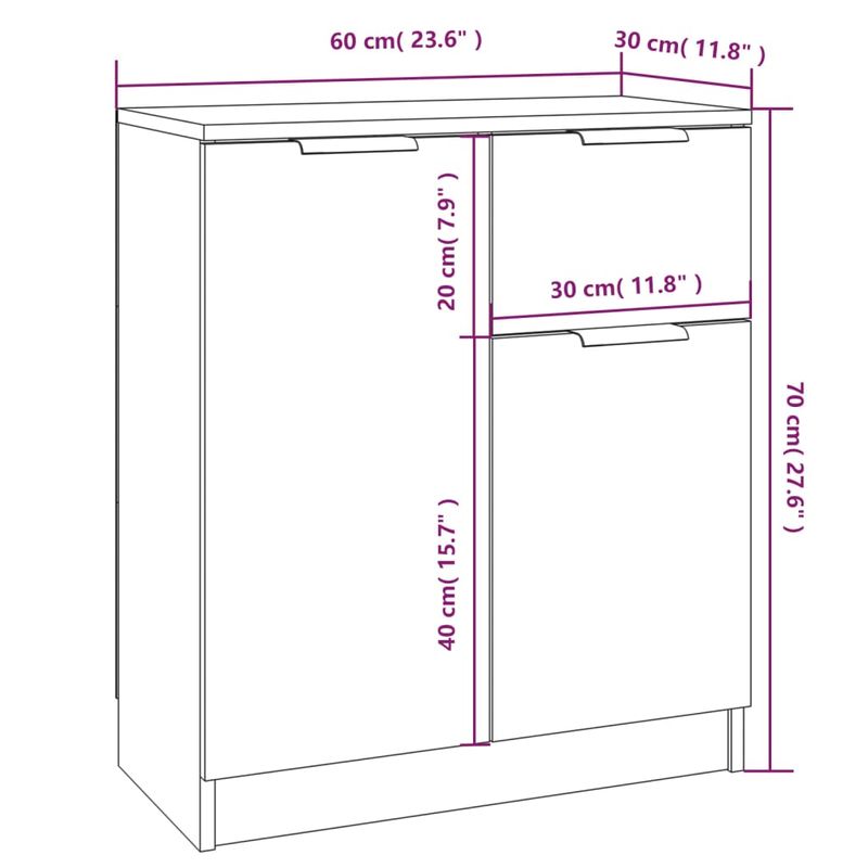 Casa si Gradina - Mobilier - Comode si corpuri - Comode - Servanta, alb, 60x30x70 cm, lemn prelucrat - Infinity.ro