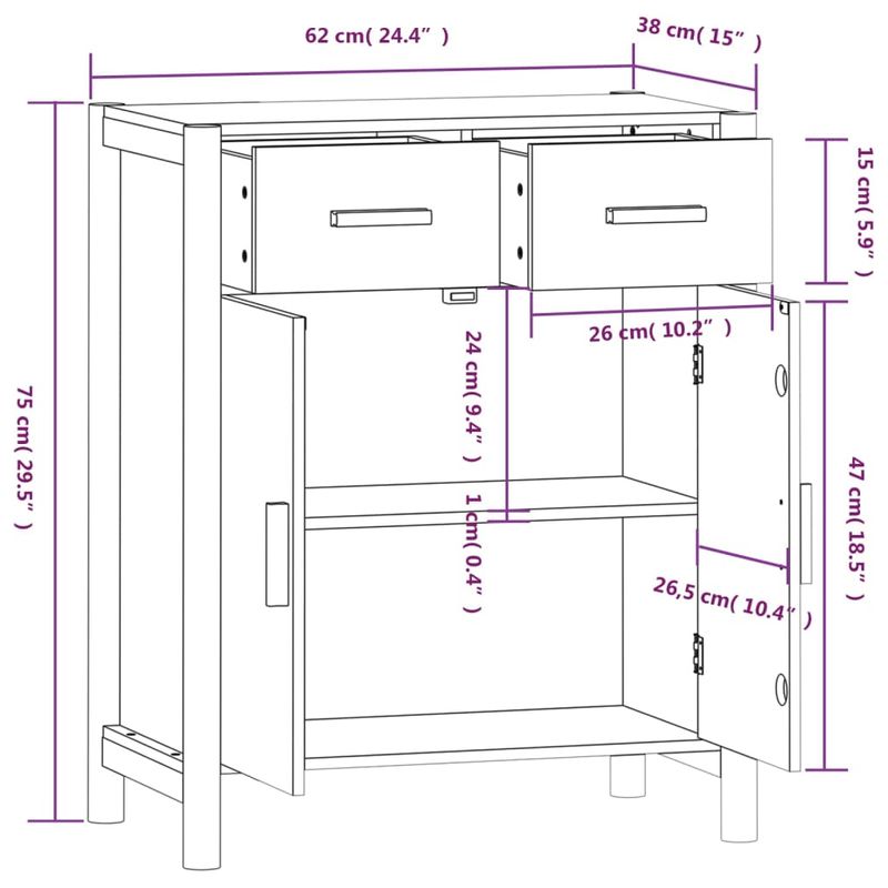 Casa si Gradina - Mobilier - Comode si corpuri - Comode - Servanta, negru, 62x38x75 cm, lemn prelucrat - Infinity.ro