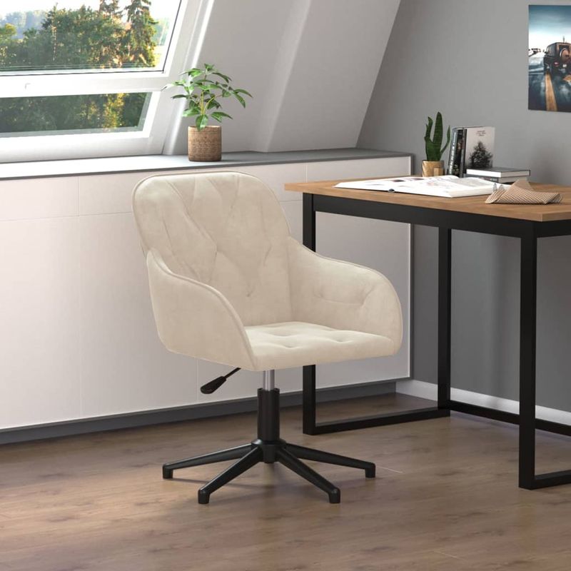 Casa si Gradina/Mobilier/Scaune si fotolii/Scaune - Scaun de birou pivotant, crem, catifea - Infinity.ro