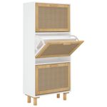 Casa si Gradina - Mobilier - Organizare si depozitare - Organizator incaltaminte - Pantofar, alb, 52x25x115 cm, lemn prelucrat si ratan natural - Infinity.ro