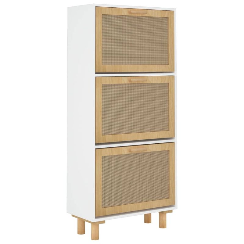 Casa si Gradina - Mobilier - Organizare si depozitare - Organizator incaltaminte - Pantofar, alb, 52x25x115 cm, lemn prelucrat si ratan natural - Infinity.ro
