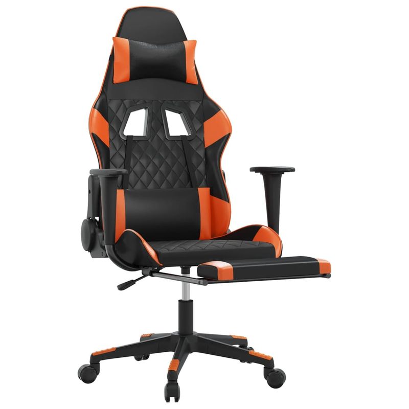 PC, gaming si accesorii - Gaming - Accesorii gaming - Scaune gaming - Scaun de gaming de masaj, negru/portocaliu, piele eco - Infinity.ro