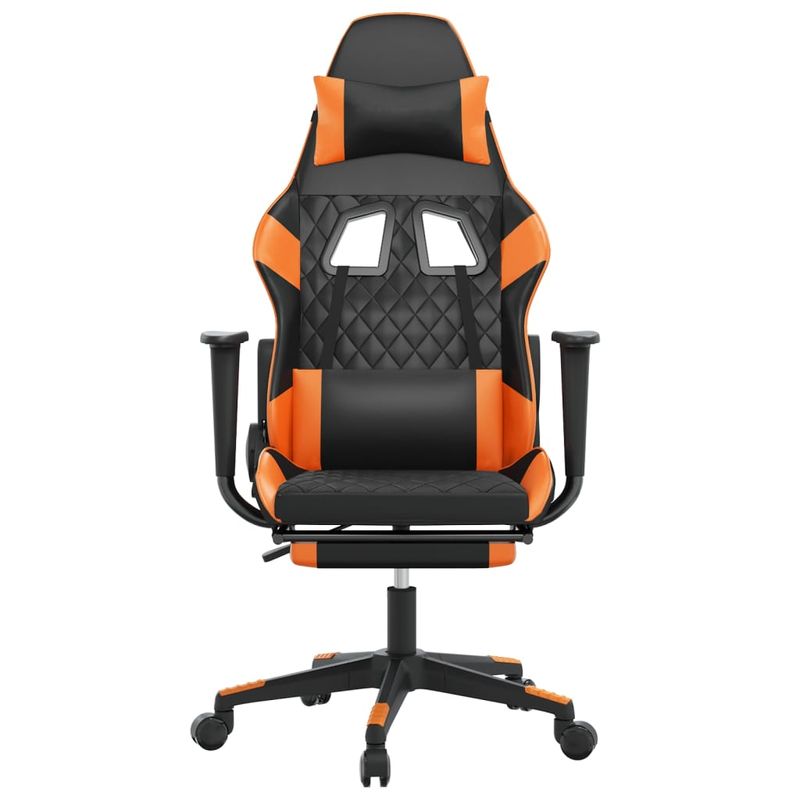 PC, gaming si accesorii - Gaming - Accesorii gaming - Scaune gaming - Scaun de gaming de masaj, negru/portocaliu, piele eco - Infinity.ro