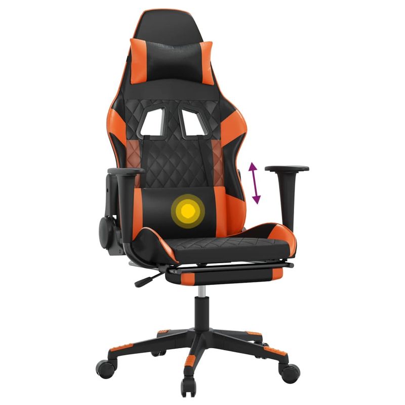 PC, gaming si accesorii - Gaming - Accesorii gaming - Scaune gaming - Scaun de gaming de masaj, negru/portocaliu, piele eco - Infinity.ro