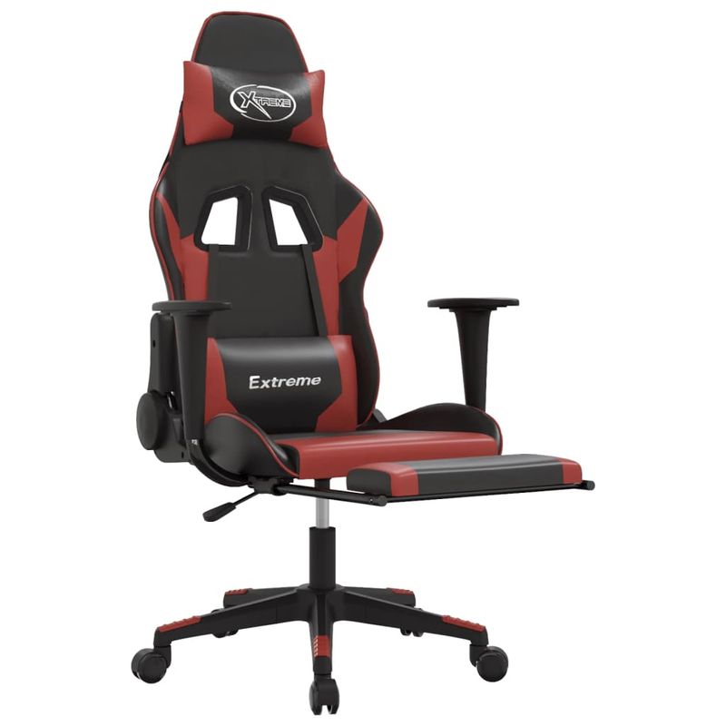 PC, gaming si accesorii - Gaming - Accesorii gaming - Scaune gaming - Scaun de gaming masaj/suport picioare negru/rosu vin piele eco - Infinity.ro