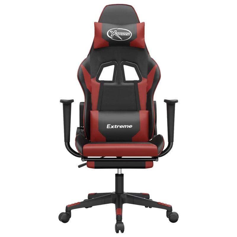 PC, gaming si accesorii - Gaming - Accesorii gaming - Scaune gaming - Scaun de gaming masaj/suport picioare negru/rosu vin piele eco - Infinity.ro
