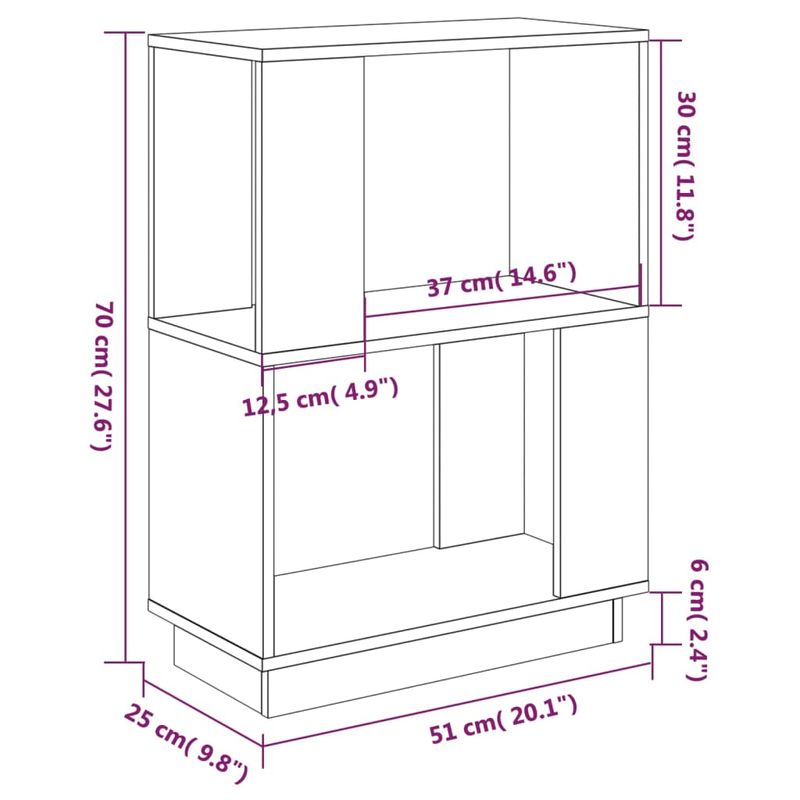 Casa si Gradina - Mobilier - Biblioteci si rafturi - Biblioteci - Biblioteca/Separator camera, 51x25x70 cm lemn masiv pin - Infinity.ro