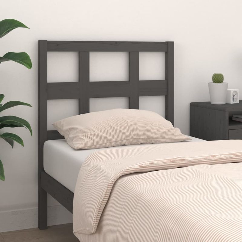 Casa si Gradina - Mobilier - Paturi si accesorii - Accesorii paturi - Tablie de pat, gri, 80,5x4x100 cm, lemn masiv de pin - Infinity.ro