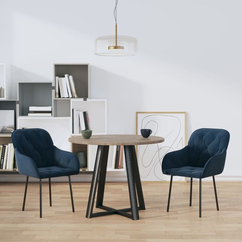 Casa si Gradina - Mobilier - Scaune si fotolii - Scaune - Scaune de bucatarie pivotante, 2 buc., albastru, catifea - Infinity.ro