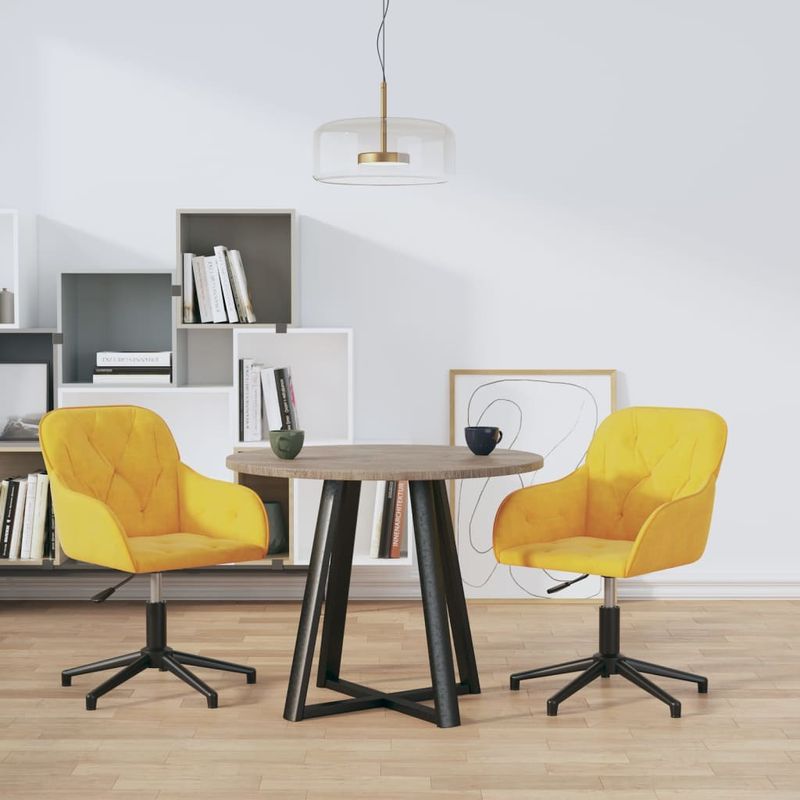 Casa si Gradina - Mobilier - Scaune si fotolii - Scaune - Scaune de bucatarie pivotante, 2 buc., galben, catifea - Infinity.ro