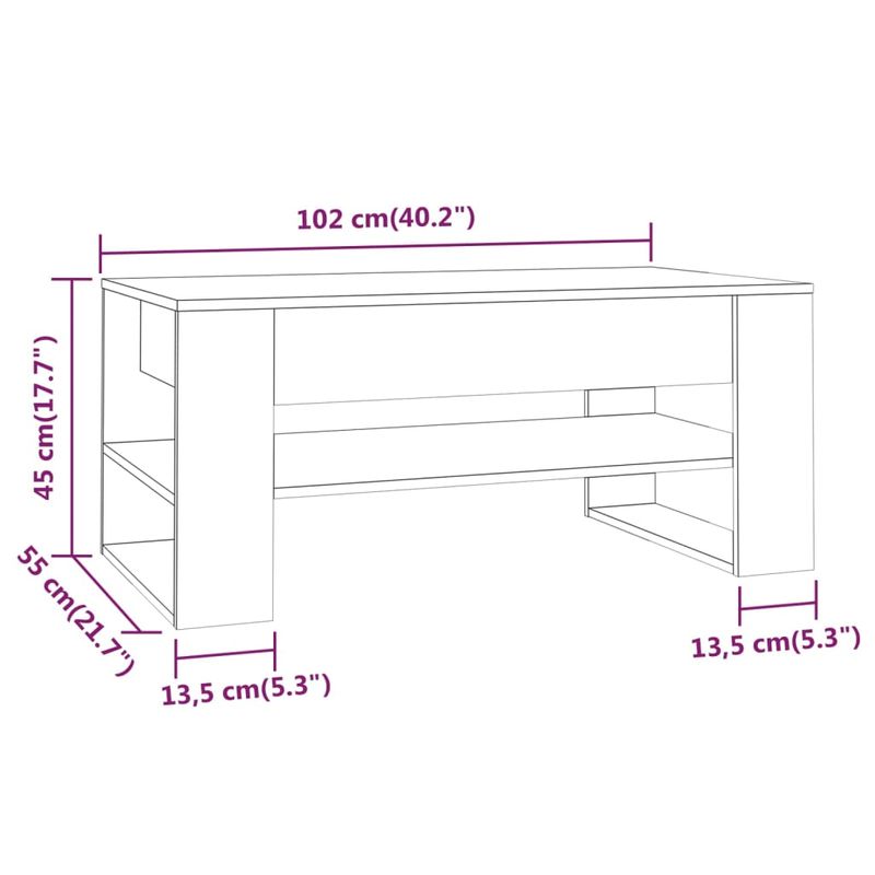 Casa si Gradina - Mobilier - Mese si birouri - Masute de cafea - Masuta de cafea, alb, 102x55x45 cm, lemn prelucrat - Infinity.ro