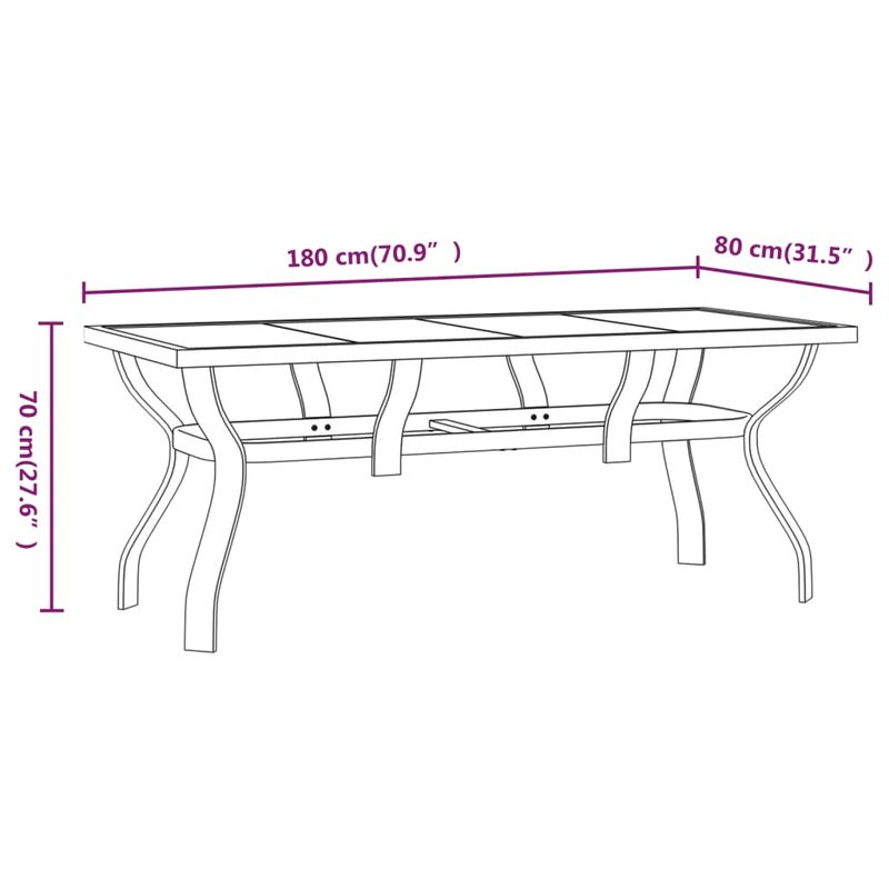 Casa si Gradina - Gradina si terasa - Mobilier exterior - Seturi mobila gradina - Set de servit masa pentru gradina, 7 piese, gri și negru, mărime lungime masă 180 cm - Infinity.ro