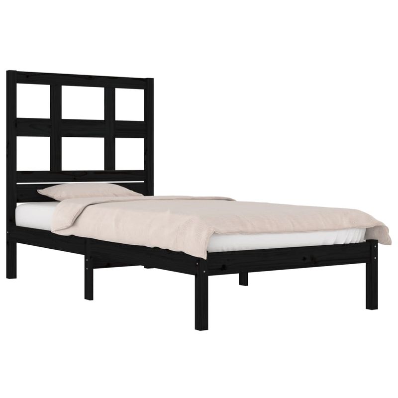Casa si Gradina - Mobilier - Paturi si accesorii - Paturi - Cadru de pat mic single, negru, 75x190 cm, lemn masiv - Infinity.ro