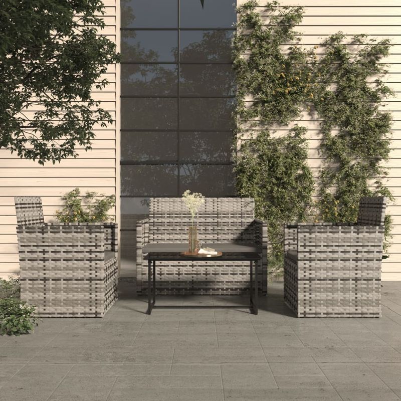 Casa si Gradina - Gradina si terasa - Mobilier exterior - Seturi mobila gradina - Set mobilier de exterior cu perne, 4 piese, gri, poliratan - Infinity.ro