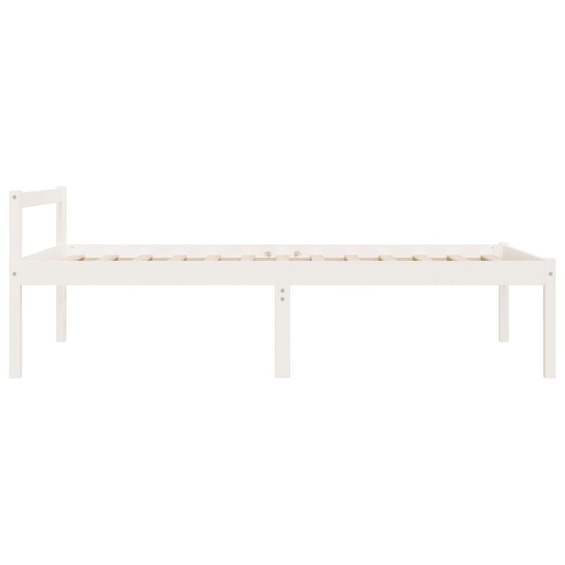 Casa si Gradina - Mobilier - Paturi si accesorii - Paturi - Pat pentru seniori mic single, alb, 75x190 cm, lemn masiv pin - Infinity.ro
