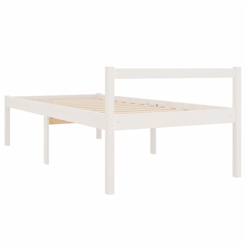 Casa si Gradina - Mobilier - Paturi si accesorii - Paturi - Pat pentru seniori mic single, alb, 75x190 cm, lemn masiv pin - Infinity.ro