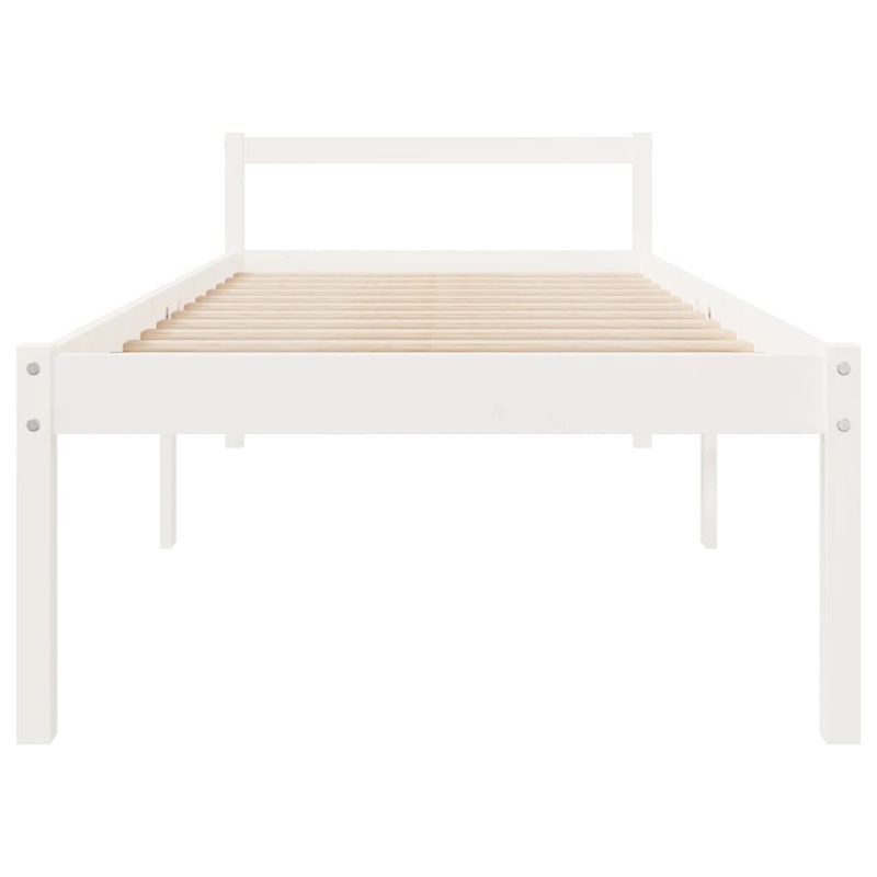 Casa si Gradina - Mobilier - Paturi si accesorii - Paturi - Pat pentru seniori mic single, alb, 75x190 cm, lemn masiv pin - Infinity.ro
